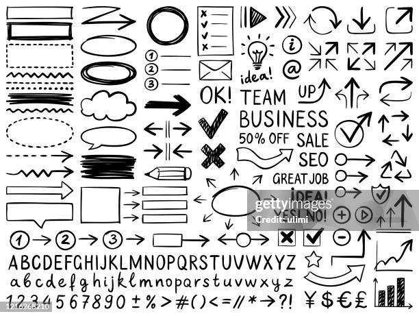 hand drawn design elements - number stock illustrations