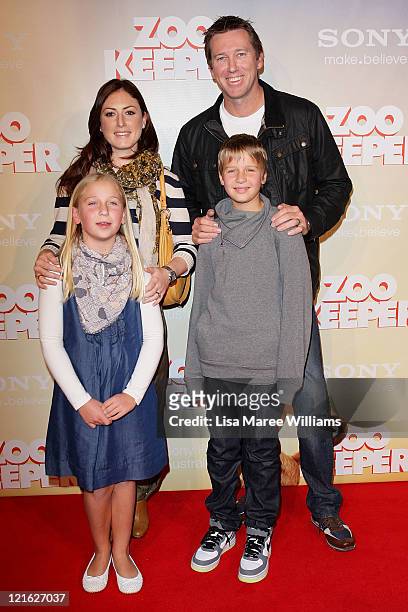 Sara Leonardi, Glen McGrath, Holly McGrath and James McGrath arrive at the "Zookeeper" Australian premiere at Event Cinemas at Westfield Bondi...