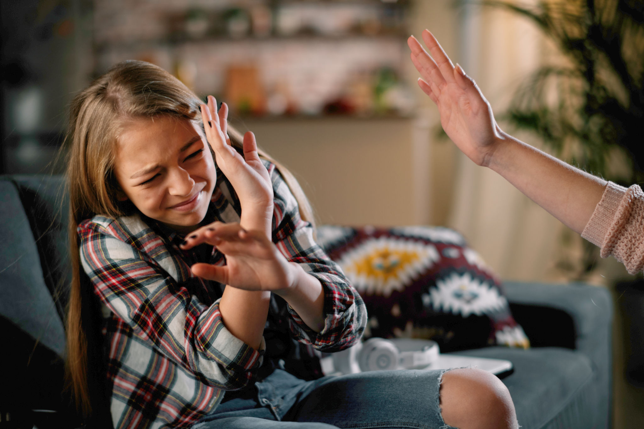 Mother slapping her daughter. Mother slapping her daughter.