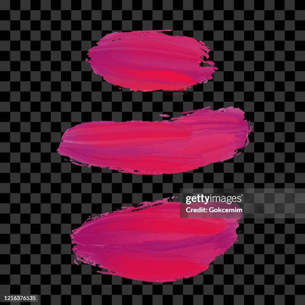 red and pink brush strokes clip art collection. set of bright colored paint blots isolated and grouped separately. red ink patches set.design element for greeting cards and labels, abstract background. - shimmer eyeshadow stock illustrations