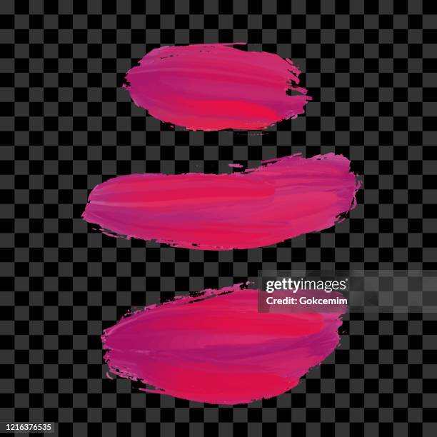 red and pink brush strokes clip art collection. set of bright colored paint blots isolated and grouped separately. red ink patches set.design element for greeting cards and labels, abstract background. - lipstick stain stock illustrations