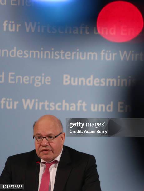 German Economy Minister Peter Altmaier gives a statement to the media on the current state of the German economy as the spread of the coronavirus...