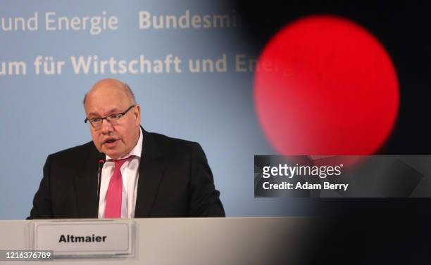 German Economy Minister Peter Altmaier gives a statement to the media on the current state of the German economy as the spread of the coronavirus...