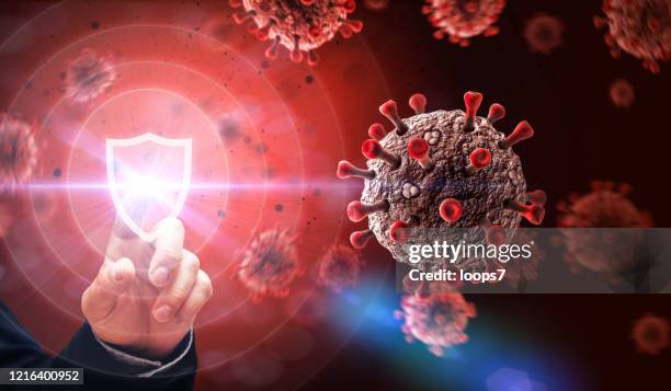schutz vor covid19 virus attack abstract concept - computervirus stock-fotos und bilder
