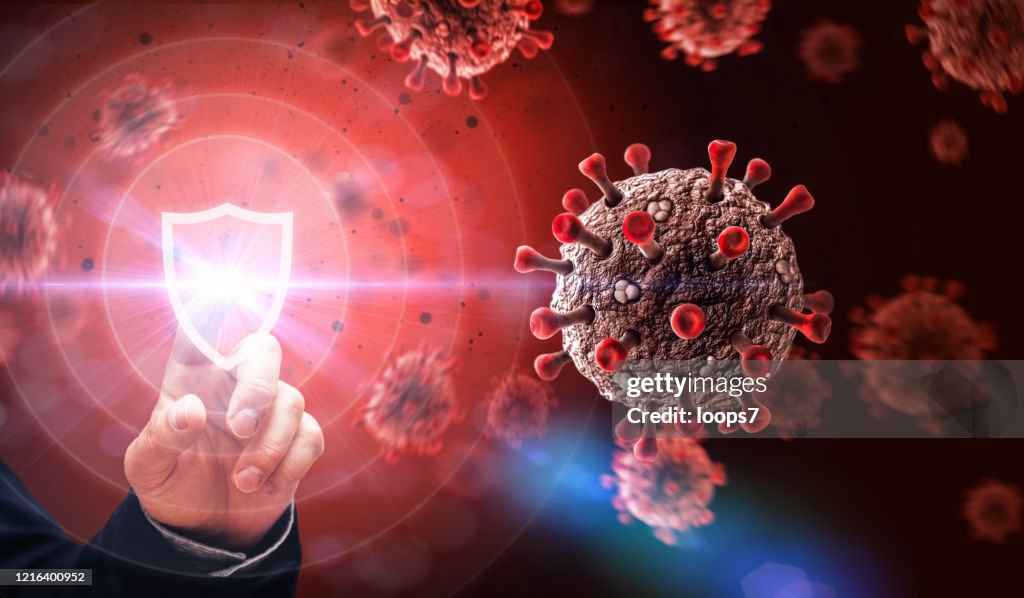 Proteção contra o conceito abstrato de ataque de vírus COVID19