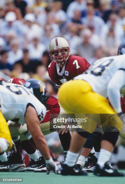Tim Hasselbeck, Quarterback for the Boston College Eagles calls the play at the snap during the NCAA Big East Conference college football game...