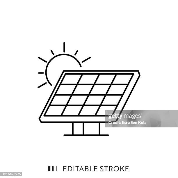 ilustrações de stock, clip art, desenhos animados e ícones de solar panel line icon with editable stroke and pixel perfect. - painel solar