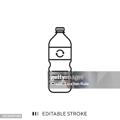 Recycleable Plastic Water Bottle Line Icon with Editable Stroke and Pixel Perfect. Recycleable Plastic Water Bottle Line Icon with Editable Stroke and Pixel Perfect.