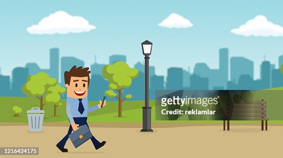 Going To Work Enjoying A Solitary Walk Businessman Walking 2d Character  High-Res Vector Graphic - Getty Images