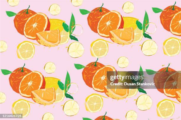 orange fruity pattern-stock illustration - fruit flat lay stock illustrations