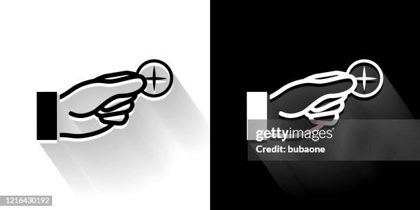 christian cracker black and white icon with long shadow - cheese cracker stock illustrations