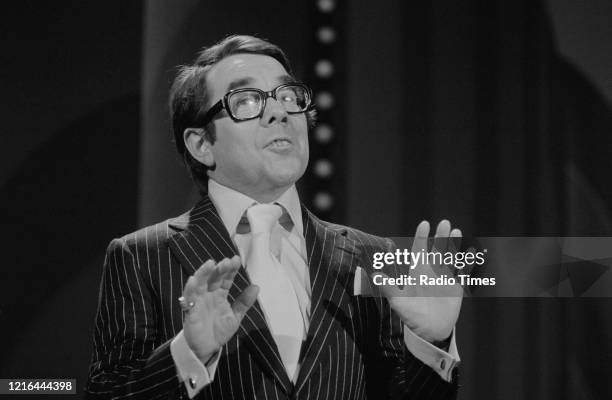 Comedian Ronnie Corbett presenting the BBC television show 'Ronnie Corbett's Saturday Special', February 24th 1979.