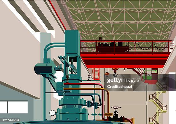 factory with machine - interior stock illustrations