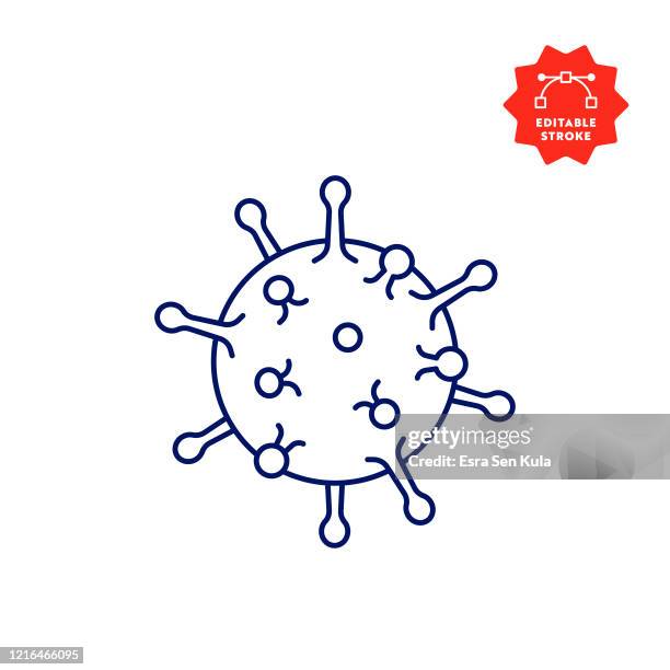 stockillustraties, clipart, cartoons en iconen met pictogram viruslijn met bewerkbare slag en pixel perfect. - verkoudheid en griep