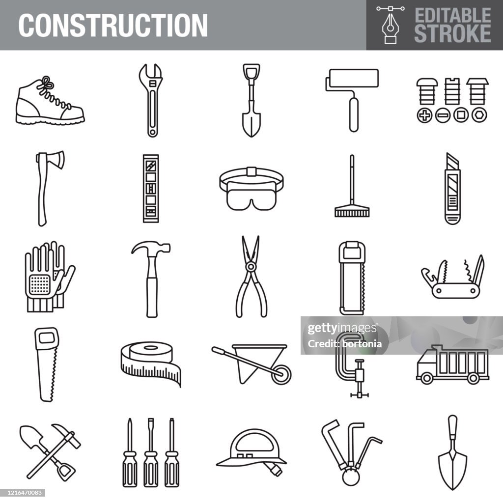 Construction Editable Stroke Icon Set