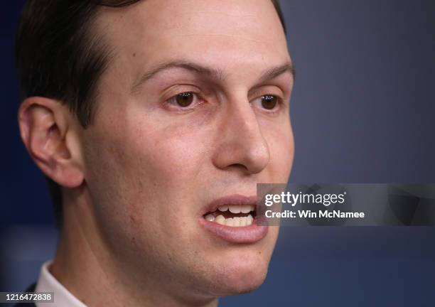 Senior White House Advisor Jared Kushner speaks in the press briefing room with members of the White House Coronavirus Task Force April 2, 2020 in...