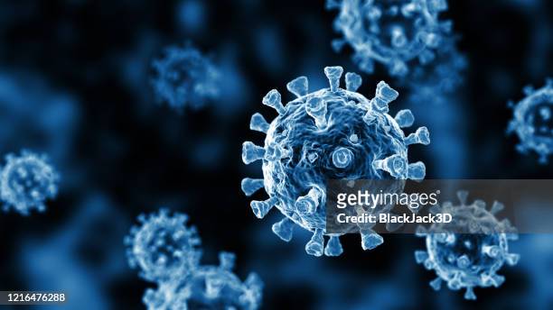 coronavirus mono blue - coronavirus fotografías e imágenes de stock