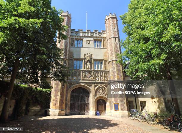 The Great Gate, Trinity College, Cambridge is pictured closed to the public due to the coronavirus outbreak. Cambridge University has announced that...