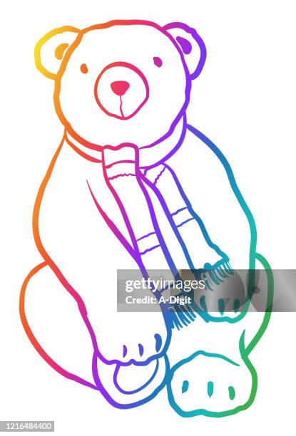 friendly looking stuffed bear 2 - rainbow hair stock illustrations