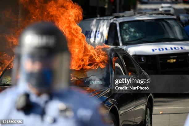 Protestors clash with police near City Hall, in Philadelphia, PA on May 30, 2020. Cities around the nation see thousands take to the streets to...