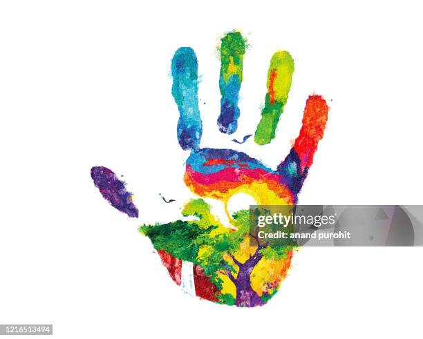 holi festival, splash or spatter of colours - paint handprint stock pictures, royalty-free photos & images