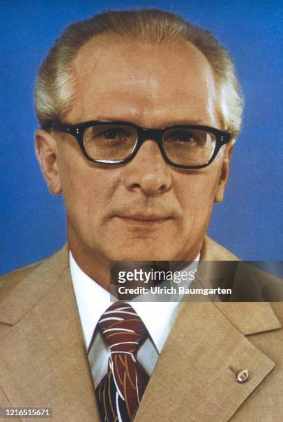 Erich Honecker, Chairman of the GDR State Council. The official GDR state photo.