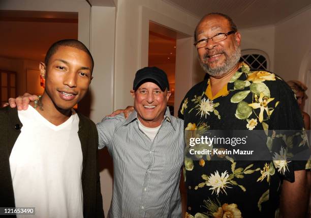 Pharrell Williams, Ronald Perelman and Dick Parsons attend 2011 Apollo in the Hamptons at Private Residence on August 20, 2011 in East Hampton, New...