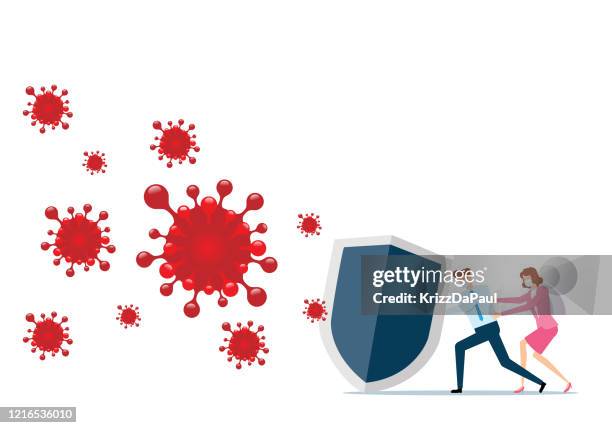 stockillustraties, clipart, cartoons en iconen met virusbescherming - verkoudheidsvirus