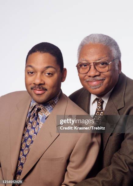 American jazz musicians Wynton Marsalis and his father Ellis Marsalis in New York City in 1995.