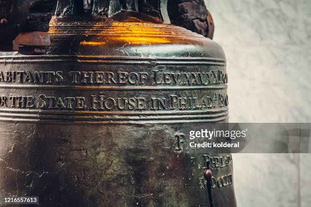 detail of the liberty bell, philadelphia,usa - philadelphia city hall stock pictures, royalty-free photos & images