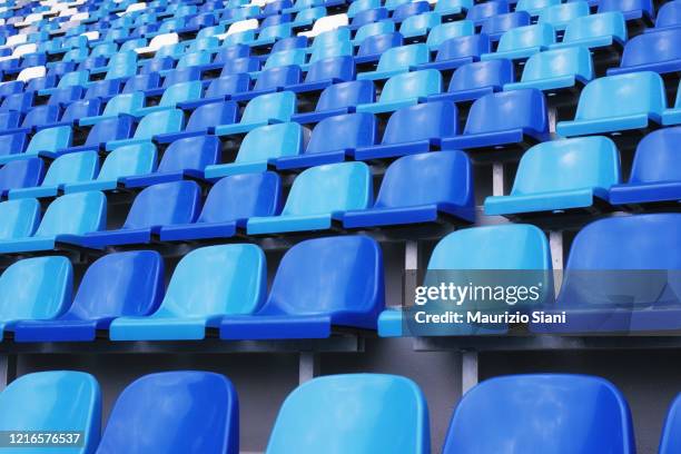 empty bleachers at sports stadium - bleachers stock pictures, royalty-free photos & images