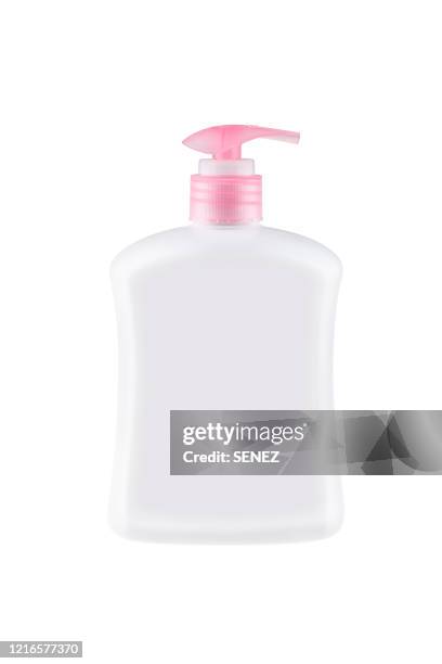 hand sanitizer in pump bottle - shampoo bottle white background stock pictures, royalty-free photos & images