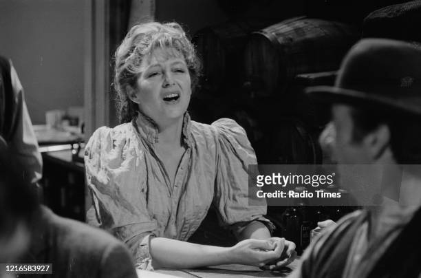 Actress Judy Cornwell in a scene from the BBC television drama series 'Cakes and Ale', October 21st 1974.