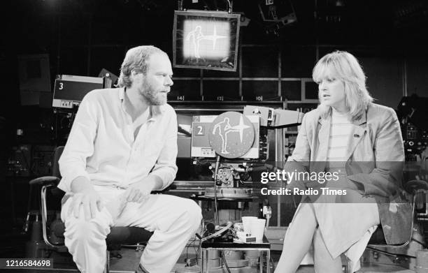 Presenters Bob Harris and Annie Nightingale on the set of the BBC television series 'The Old Grey Whistle Test', 1978.