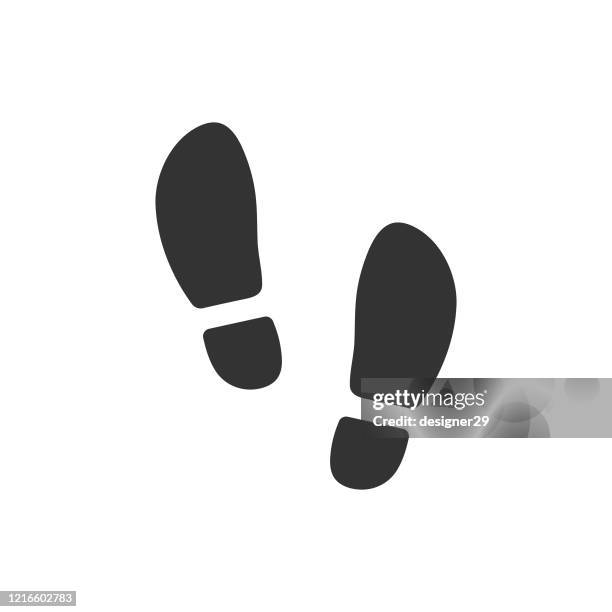 ilustraciones, imágenes clip art, dibujos animados e iconos de stock de diseño de vectores de icono de huella. - huella de zapato