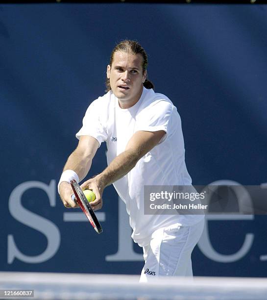 Tommy Haas during action against Ivo Karlovic at the Los Angeles Tennis Center in Westwood, California, on July 25, 2005.Tommy Haas beat Ivo Karlovic...