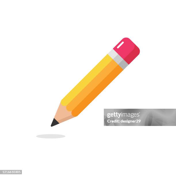 ilustraciones, imágenes clip art, dibujos animados e iconos de stock de icono de lápiz. diseño plano de la pluma del borrador y concepto de vuelta a la escuela sobre fondo blanco. - color pencils