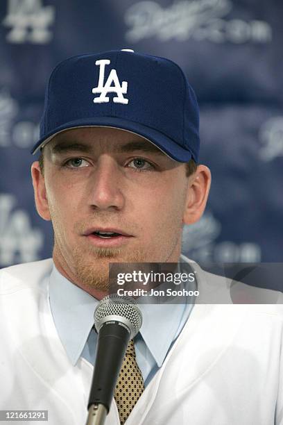 Los Angeles Dodgers' newest acquisition J.D. Drew at press conference held Thursday, December 23, 2004 at Dodger Stadium in Los Angeles, California.