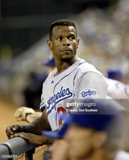 Dodger Rickey Henderson during Los Angeles Dodgers at Arizona Diamondbacks - July 25, 2003 at Bank One Ballpark in Phoenix, Arizona, United States.