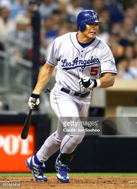 Los Angeles Dodgers Hee Seop Choi in action at PETCO Park in San Diego, California on July 31, 2004. San Diego Padres won 3-2.