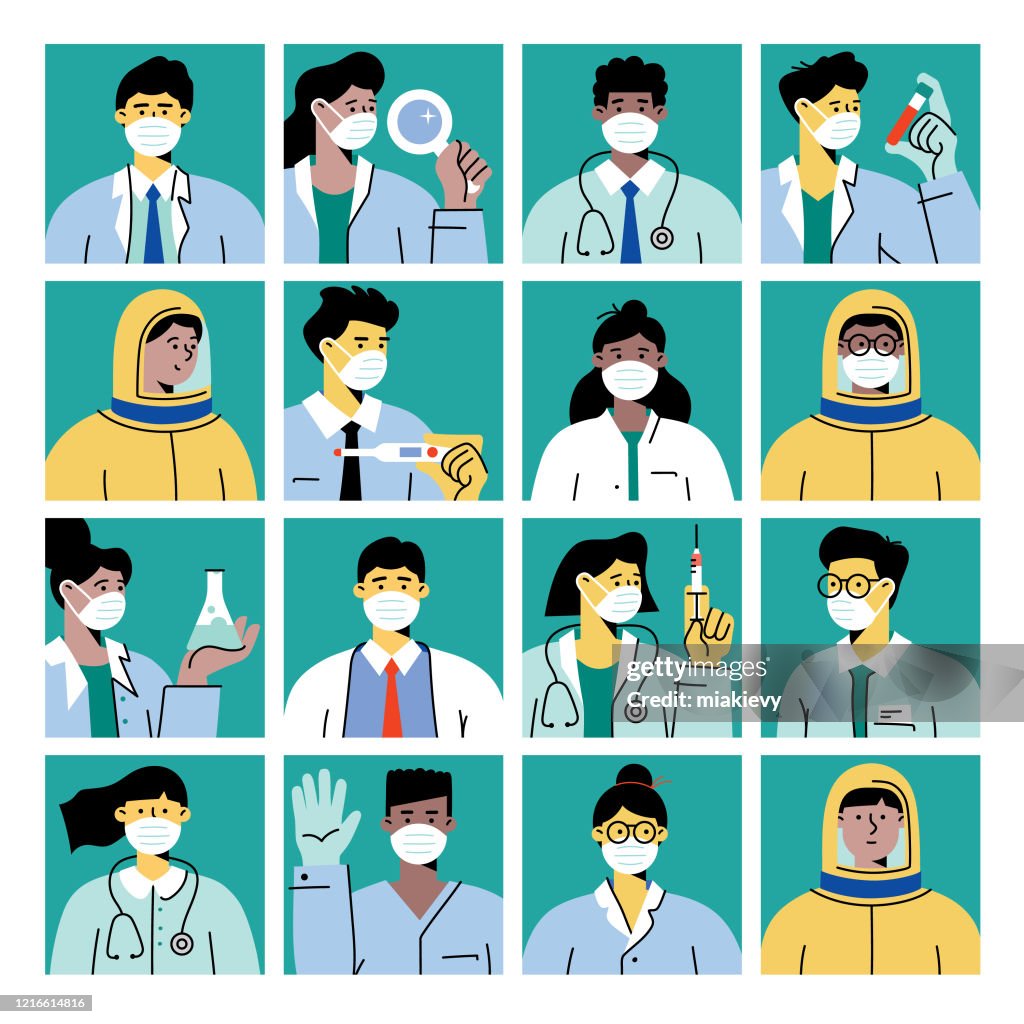 Healthcare workers with protective masks