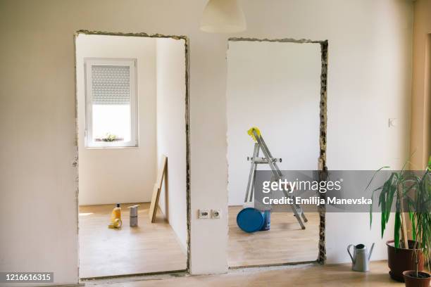 renovating home. painting activity - house rubble stock pictures, royalty-free photos & images