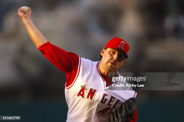 Los Angeles Angels of Anaheim starter John Lackey pitches during 6-3 loss to the Seattle Mariners at Angel Stadium in Anaheim, Calif. On Saturday,...