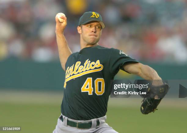 Oakland Athletics starting pitcher Rich Harden allowed eight hits, five runs, walked two and struck out four in 5 1/3 innings during 10-3 loss to the...