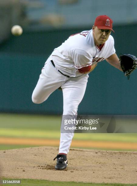 Anaheim Angels starter John Lackey pitched 8 1/3 innings during 2-0 victory over the Texas Rangers at Angel Stadium on Wednesday, July 28, 2004....