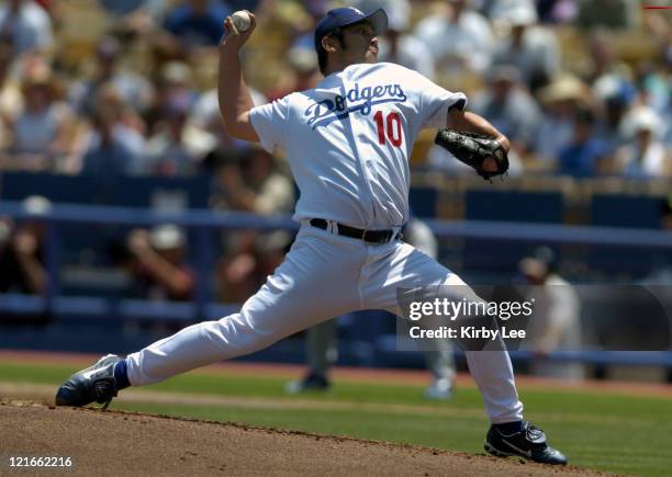 Hideo Nomo of the Los Angeles Dodgers at Dodger Stadium in Los Angeles May 13, 2004