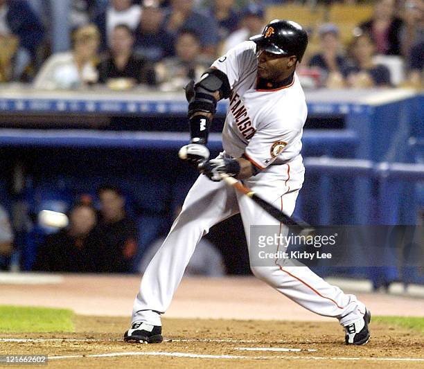Barry Bonds of the San Francisco Giants on Saturday, Sept. 20, 2003 at Dodger Stadium.