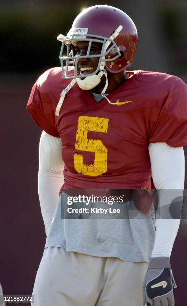 Tailback Reggie Bush during spring football practice at Howard Jones Field on the campus of the University of Southern California in Los Angeles,...