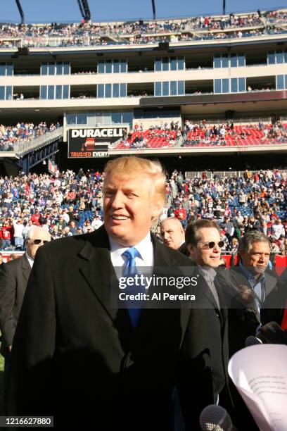 Donald Trump attends the New York Jets vs New England Patriots game on January 7, 2007 at Gillette Stadium.