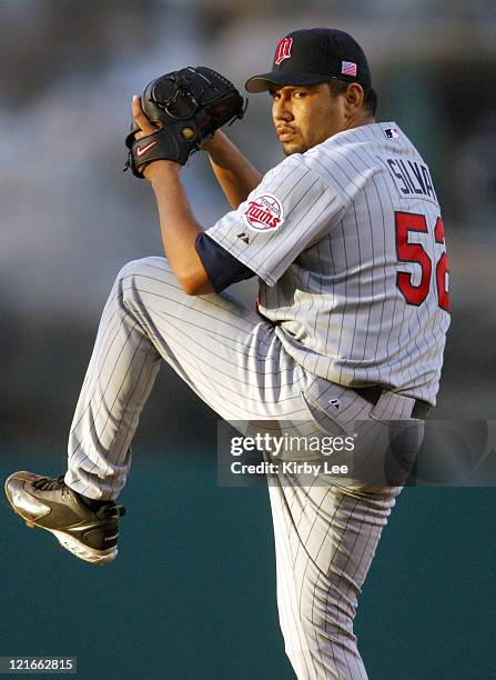 Minnesota Twins' starter Carlos Silva pitches during a 7-5 win over the Los Angeles Angels of Anaheim at Angel Stadium in Anaheim, California on...